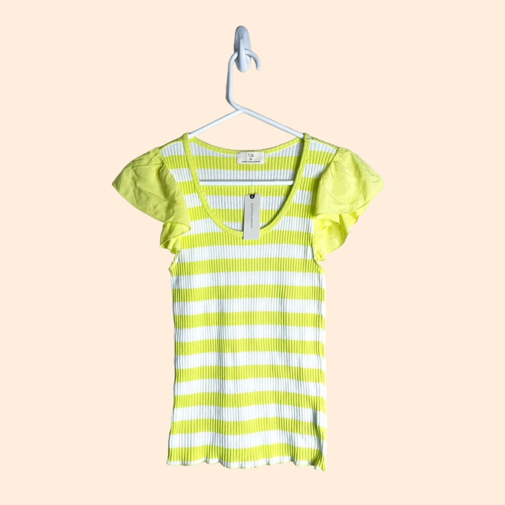 Anthropologie Striped Ruffle Tee